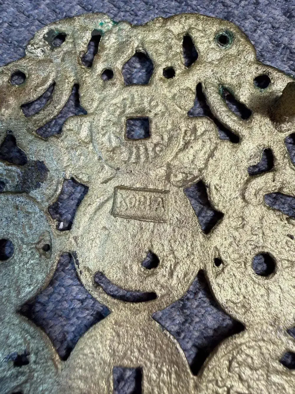 Solid Brass Trivet Asian Coins Birds Butterflies 6